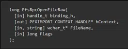 Code showing a function in the C programming language used for managing encrypted files
