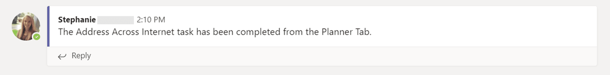 Message posted in Teams from Flow