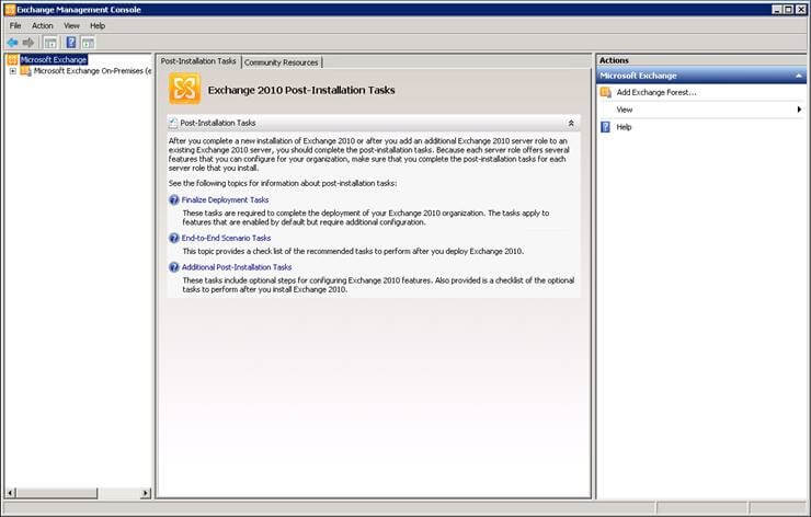 Exchange Server Management Console