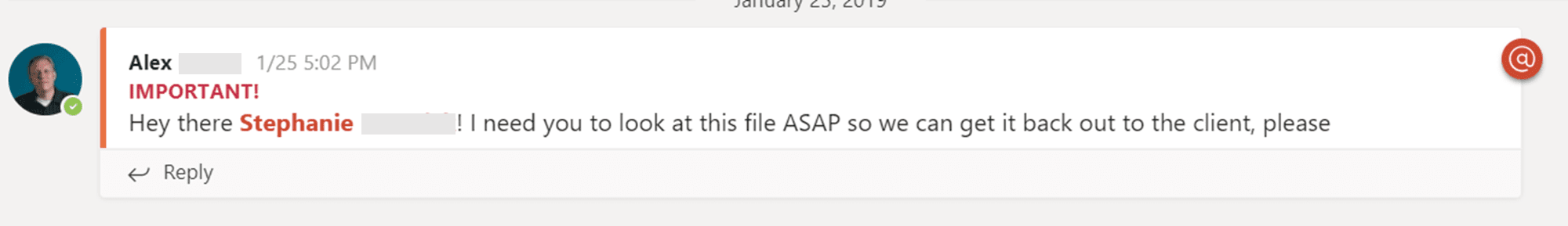 Flow Message Example in Microsoft Teams