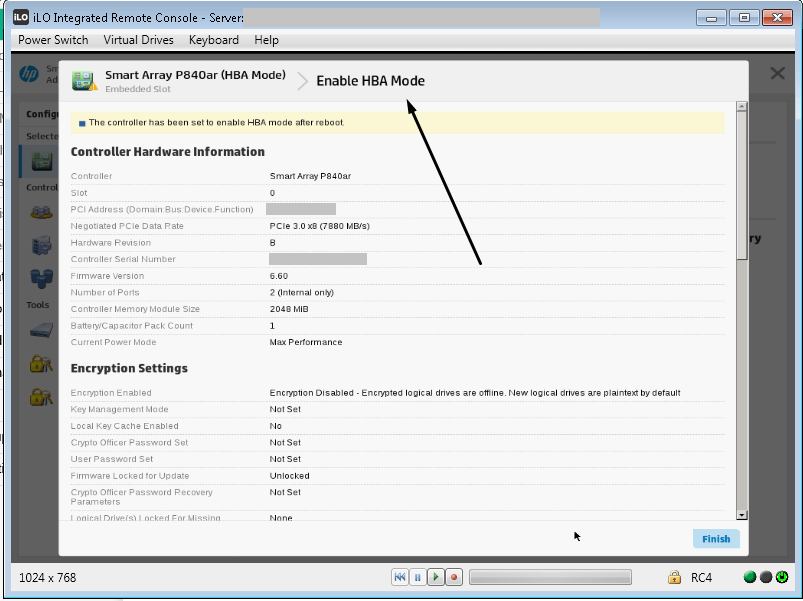 Enable HBA Pass through on Raid controllers