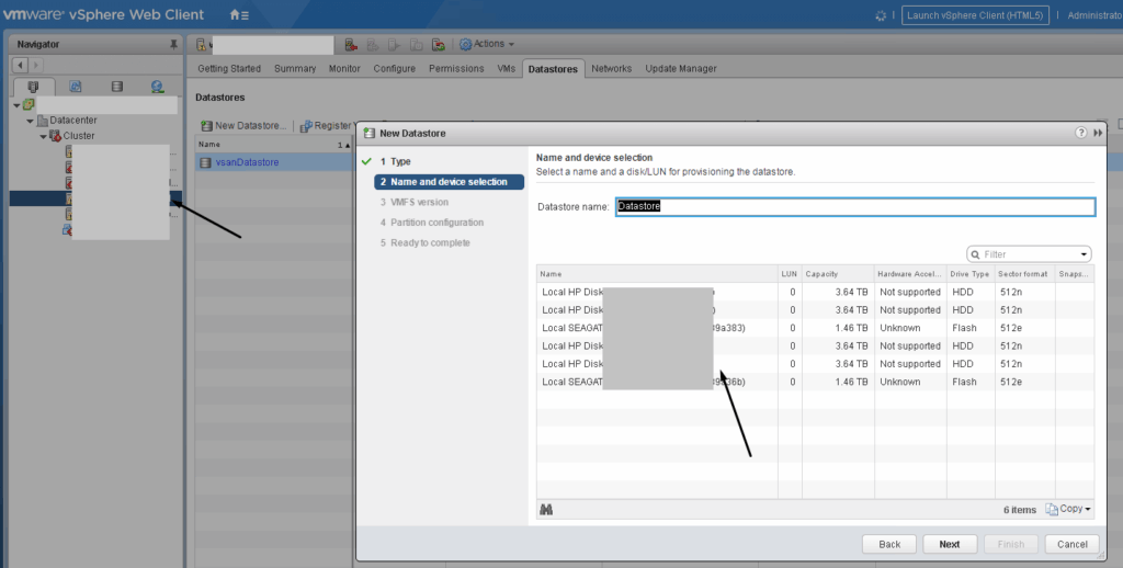 check UEFI is presenting drives to ESXi host