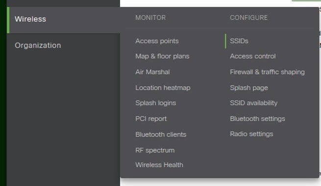 Confiure Meraki Wireless SSID