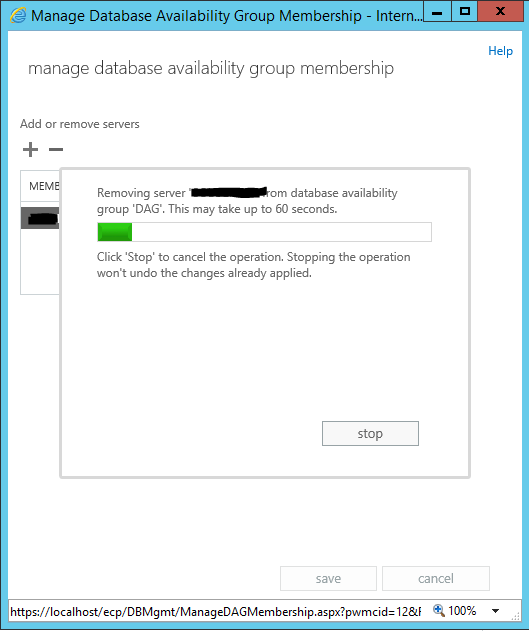 remove server from database availability group loading