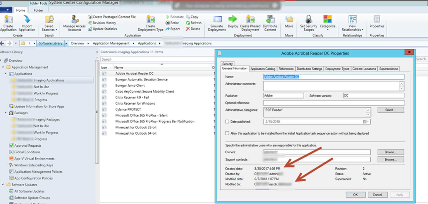 SCCM Last modified by Application
