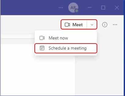 Schedule Meeting Dropdown