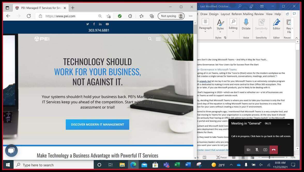 When you share a screen or desktop, everything outlined in red is visible to participants.
