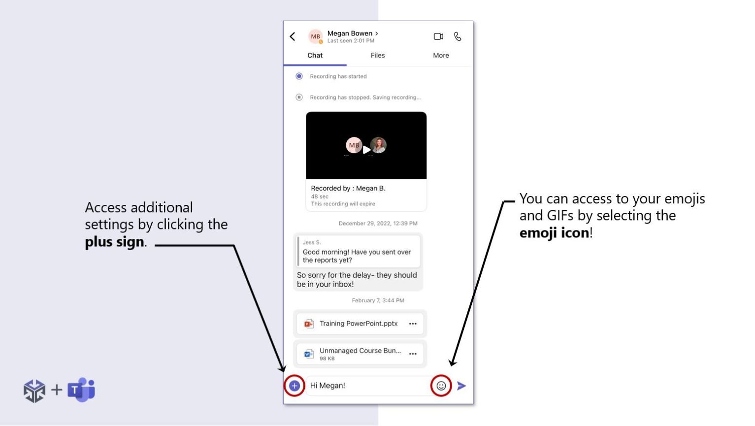 Teams Mobile App chat options