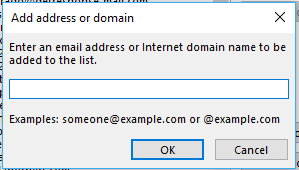 Add email to whitelist in Outlook with Office 365