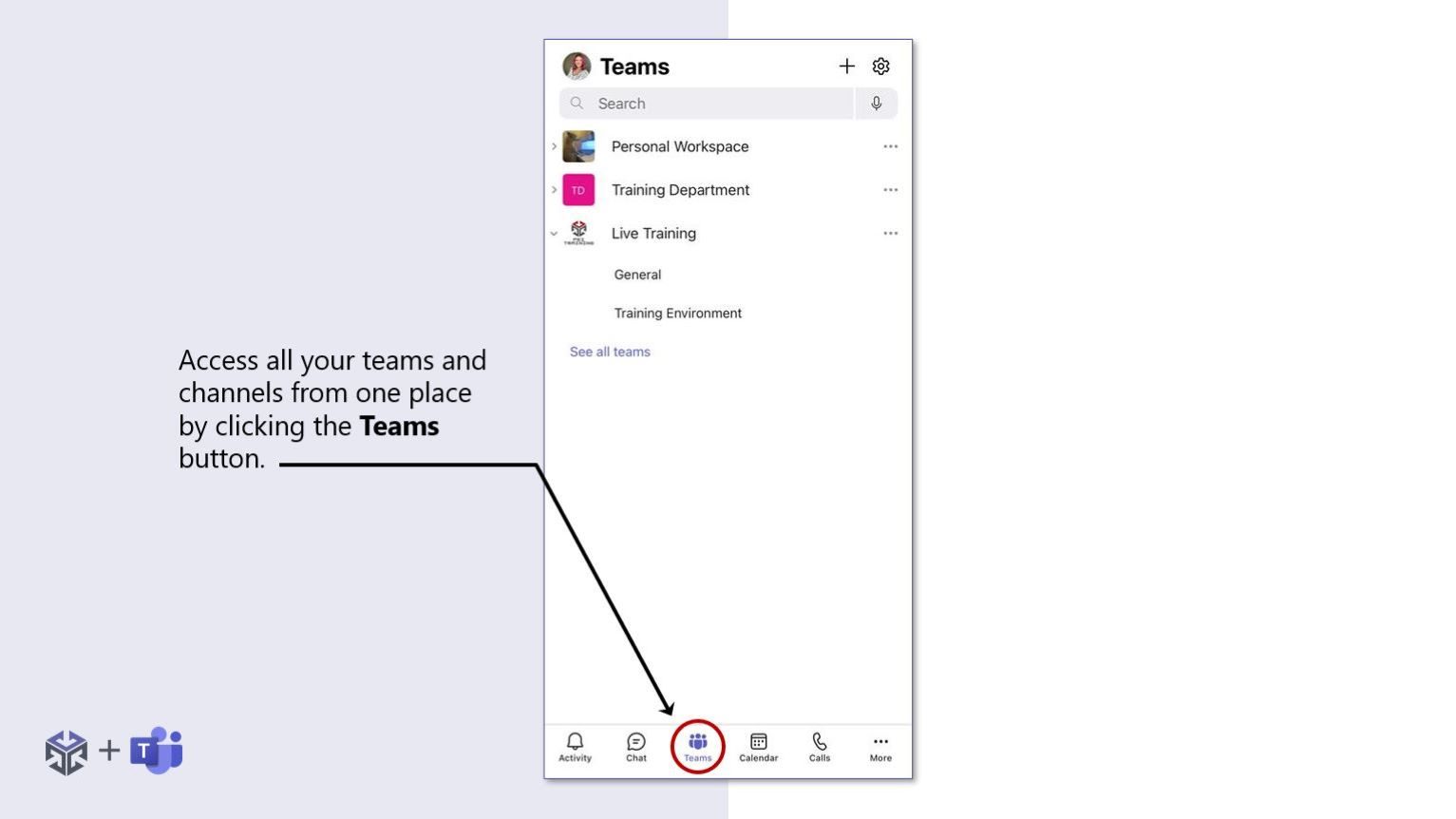 Teams Mobile App view Teams and Channels