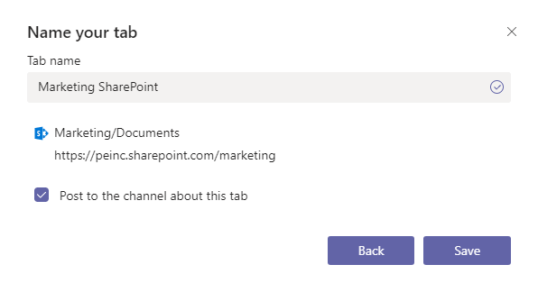 Teams Name SharePoint Tab