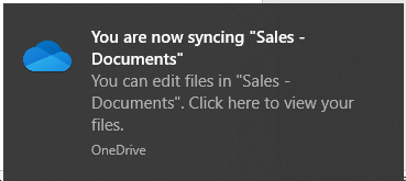 SharePoint Sync with Local Drive Successful Notification