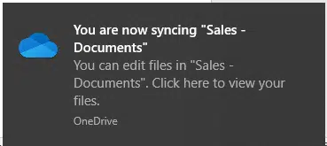 SharePoint Sync with Local Drive Successful Notification