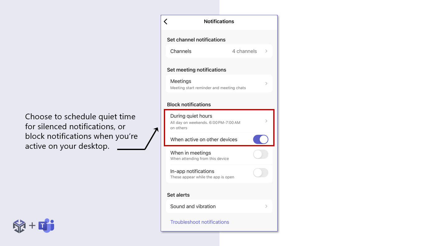 Schedule quiet time in the Microsoft Teams Mobile App