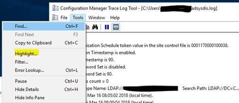CMTrace Highlight feature