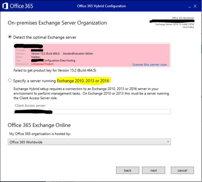  Exchange Hybrid Server 2019 Licensing Changes