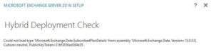 Exchange Server 2016 Deployment Check Fail screenshot