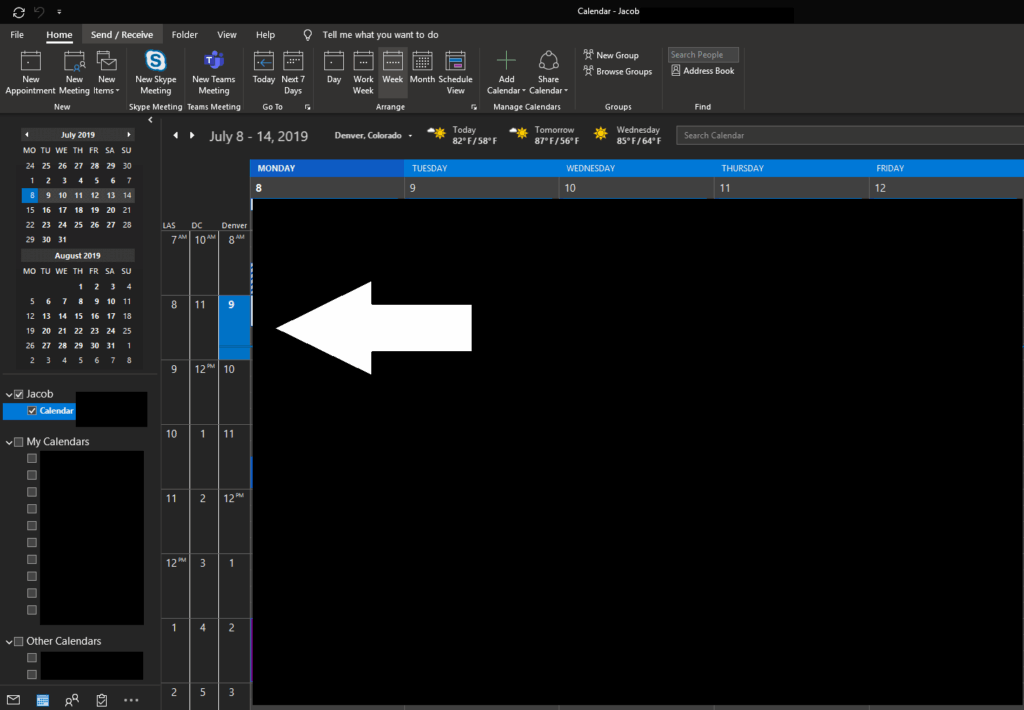 Outlook Multiple Time Zones View