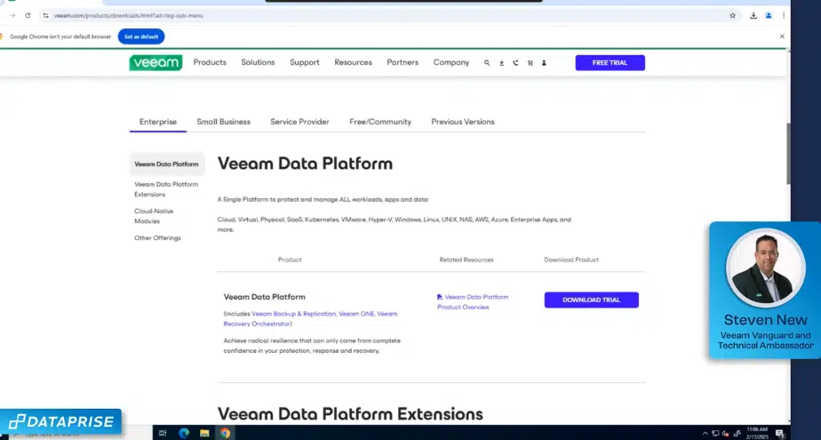 Veeam backup management dashboard showing successful protection status and recovery options.