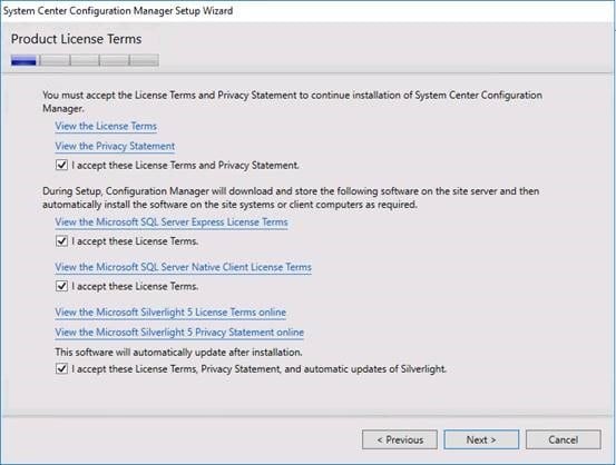 Upgrade System Center Configuration Manager Options Screenshot