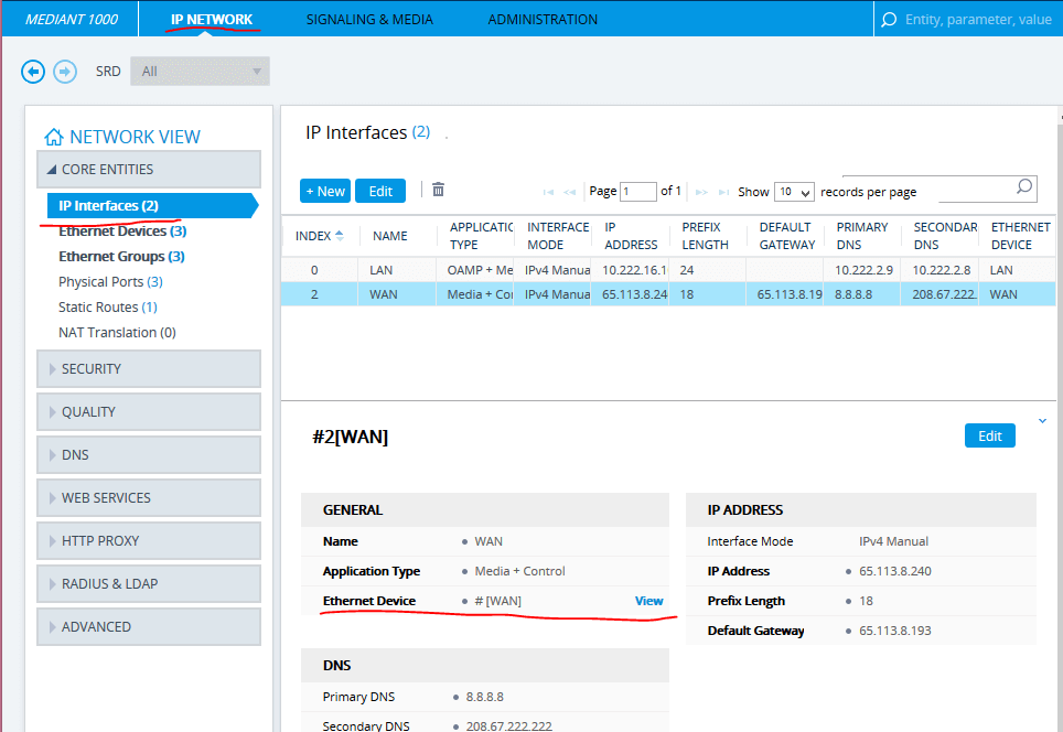 audiocodes verify ethernet device