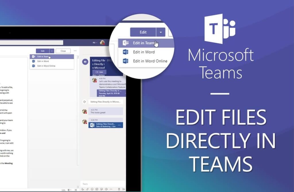 Editing Files directly in Microsoft Teams video preview