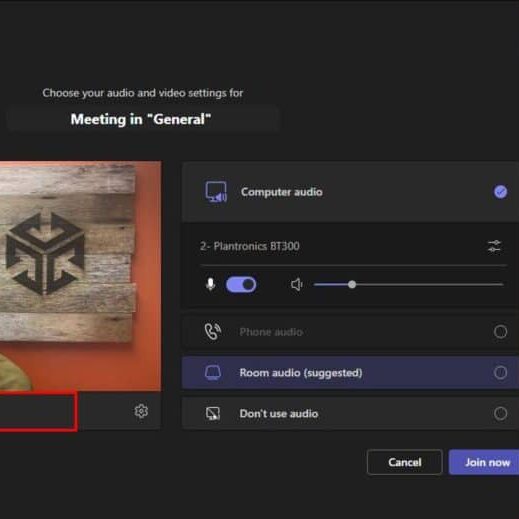Set your video background when joining a Teams meeting.