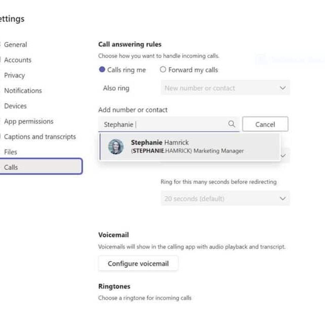 Set up simultaneous ring in Teams.