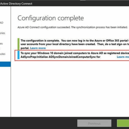 Azure Active Directory Connect Configuration Complete