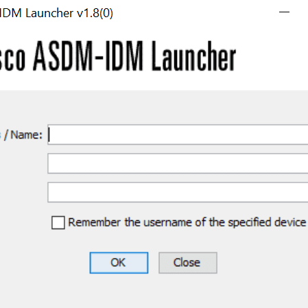 Cisco ASDM-IDM Launcher Screenshot