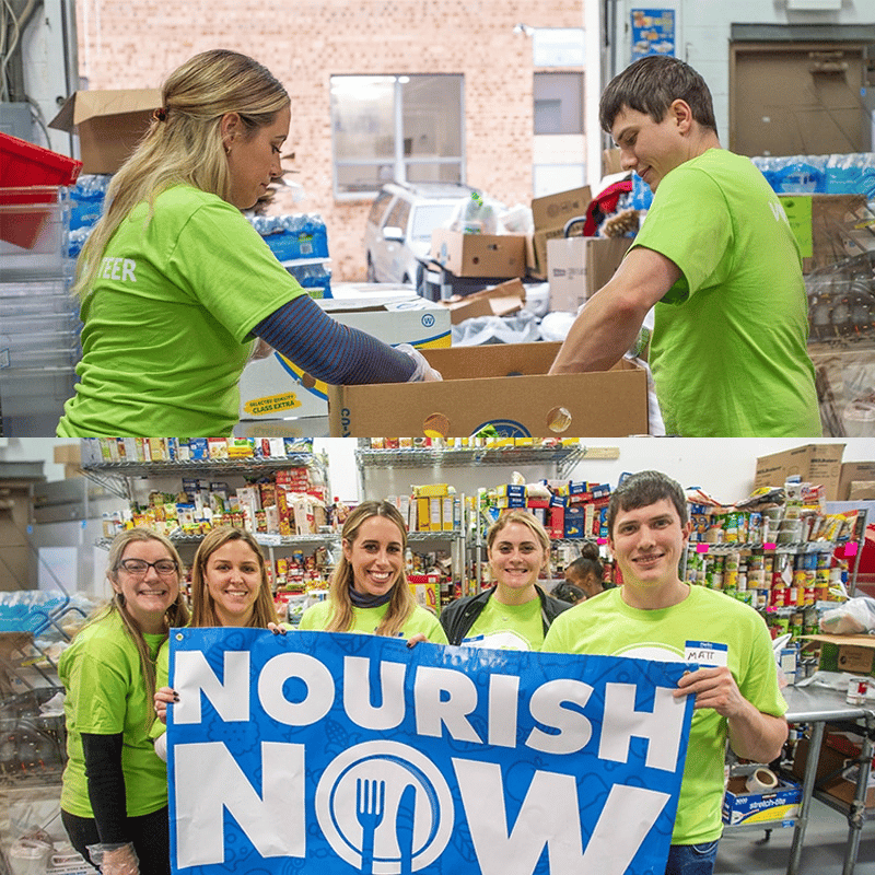 Dataprise employees working at a Nourish Now community canned food drive