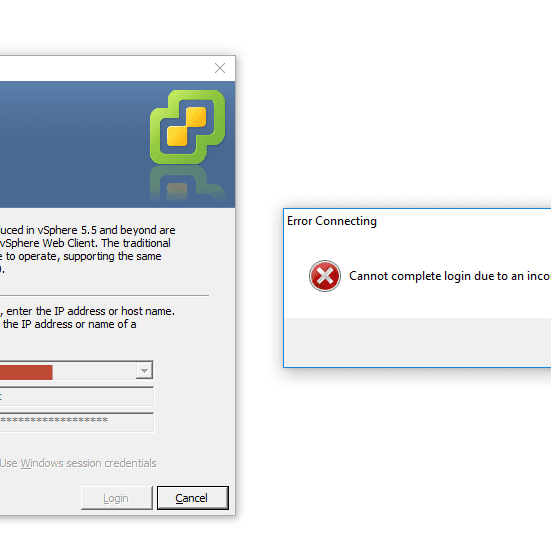 VMware ESXi error message