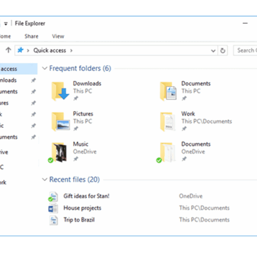 Windows File Explorer Quick Access