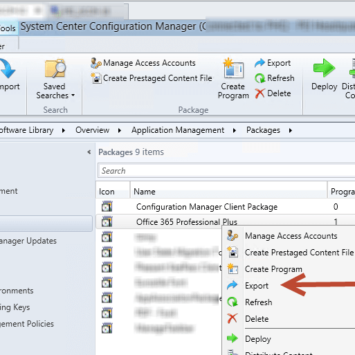 export SCCM Package to new server screenshot